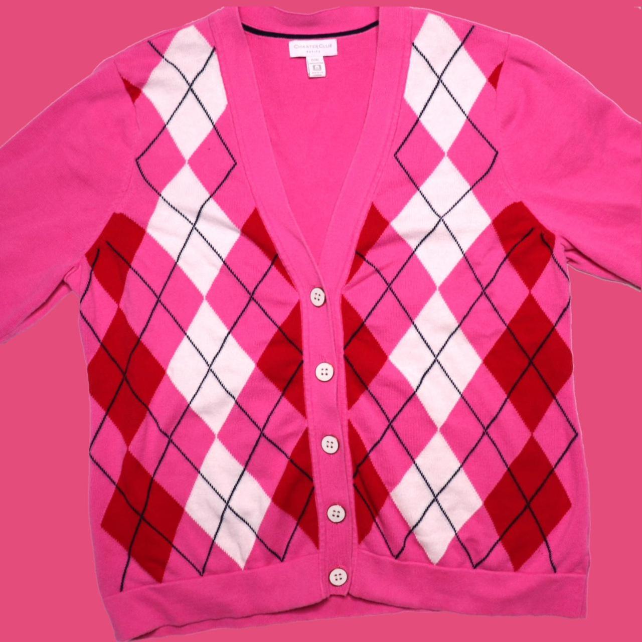 Women's Pink and White Cardigan (4)