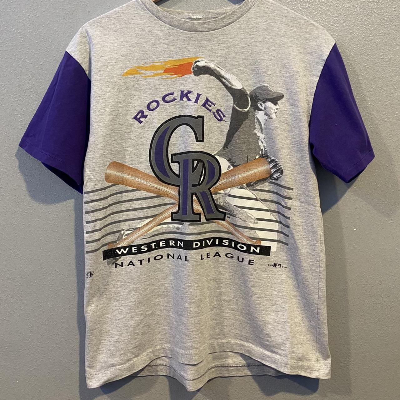 Vintage 90s T-shirt Colorado ROCKIES Mlb Baseball Purple 1995 