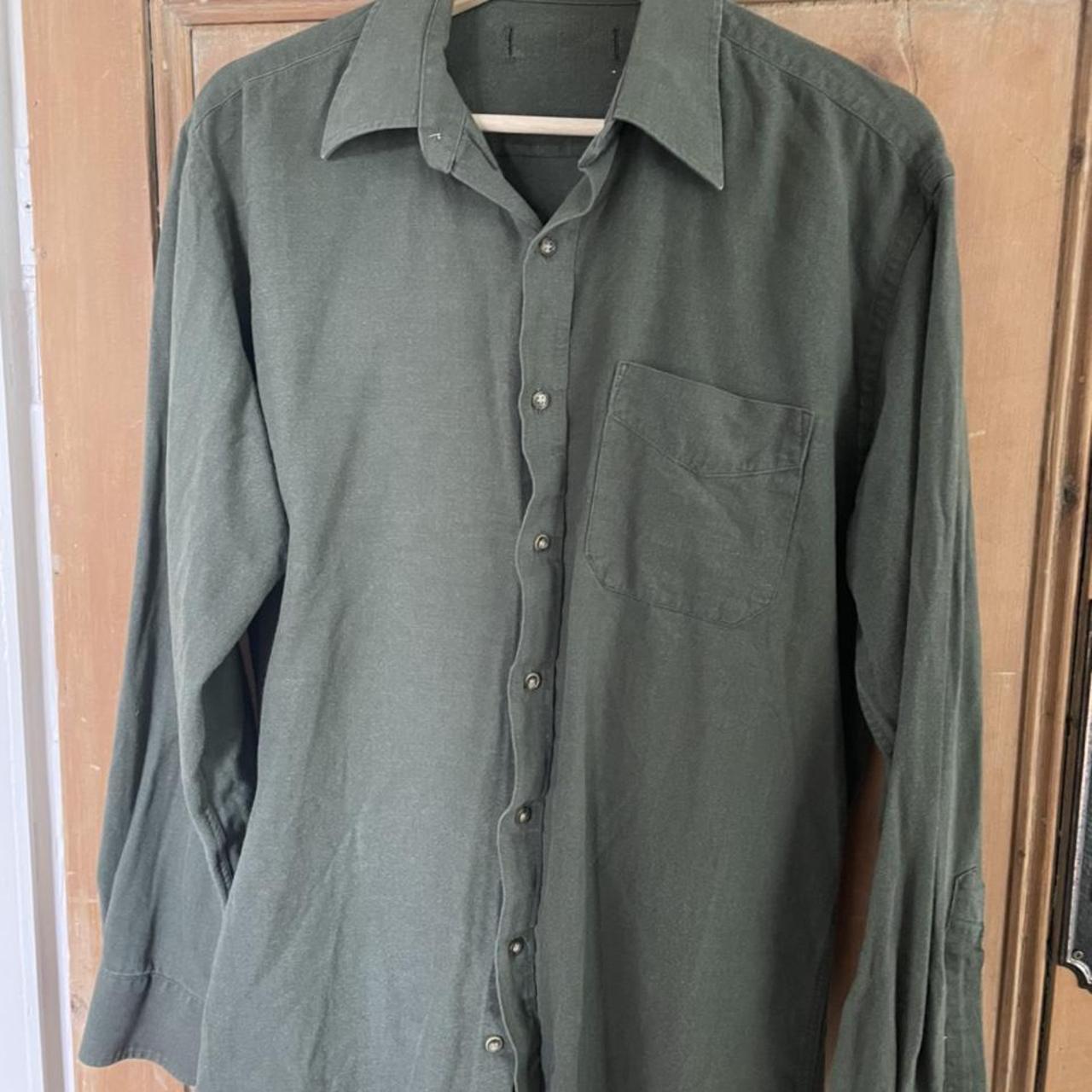 Olive green dress shirt. M/L (probably closer to... - Depop