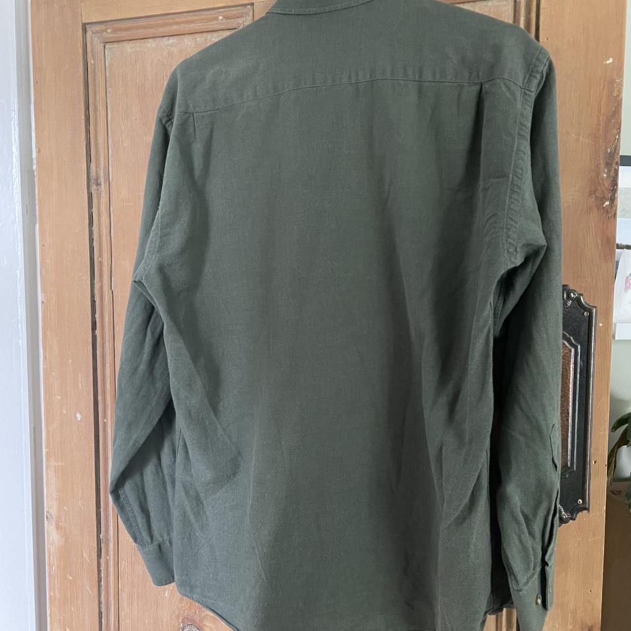 Olive green dress shirt. M/L (probably closer to... - Depop