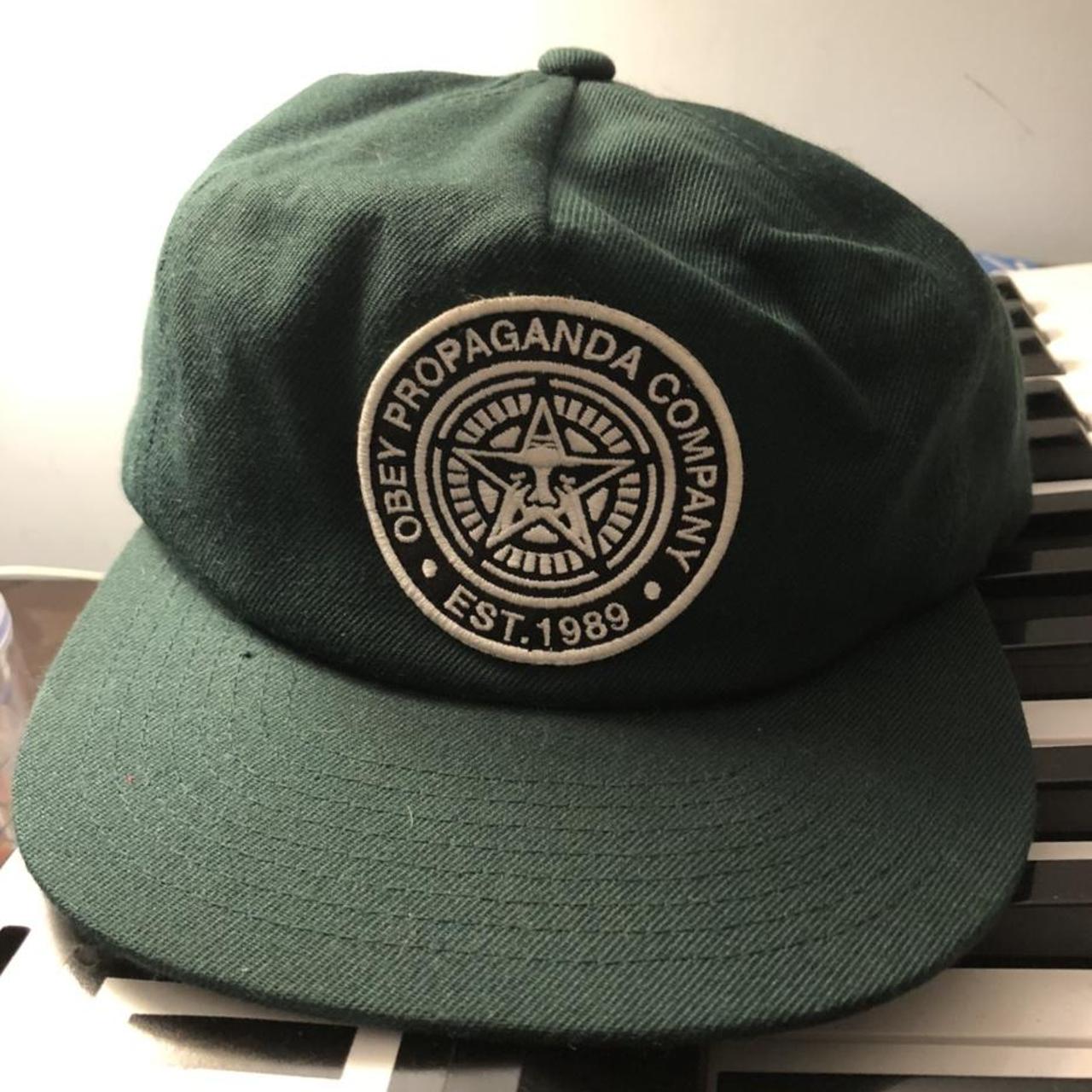 Obey Men's Green and White Hat