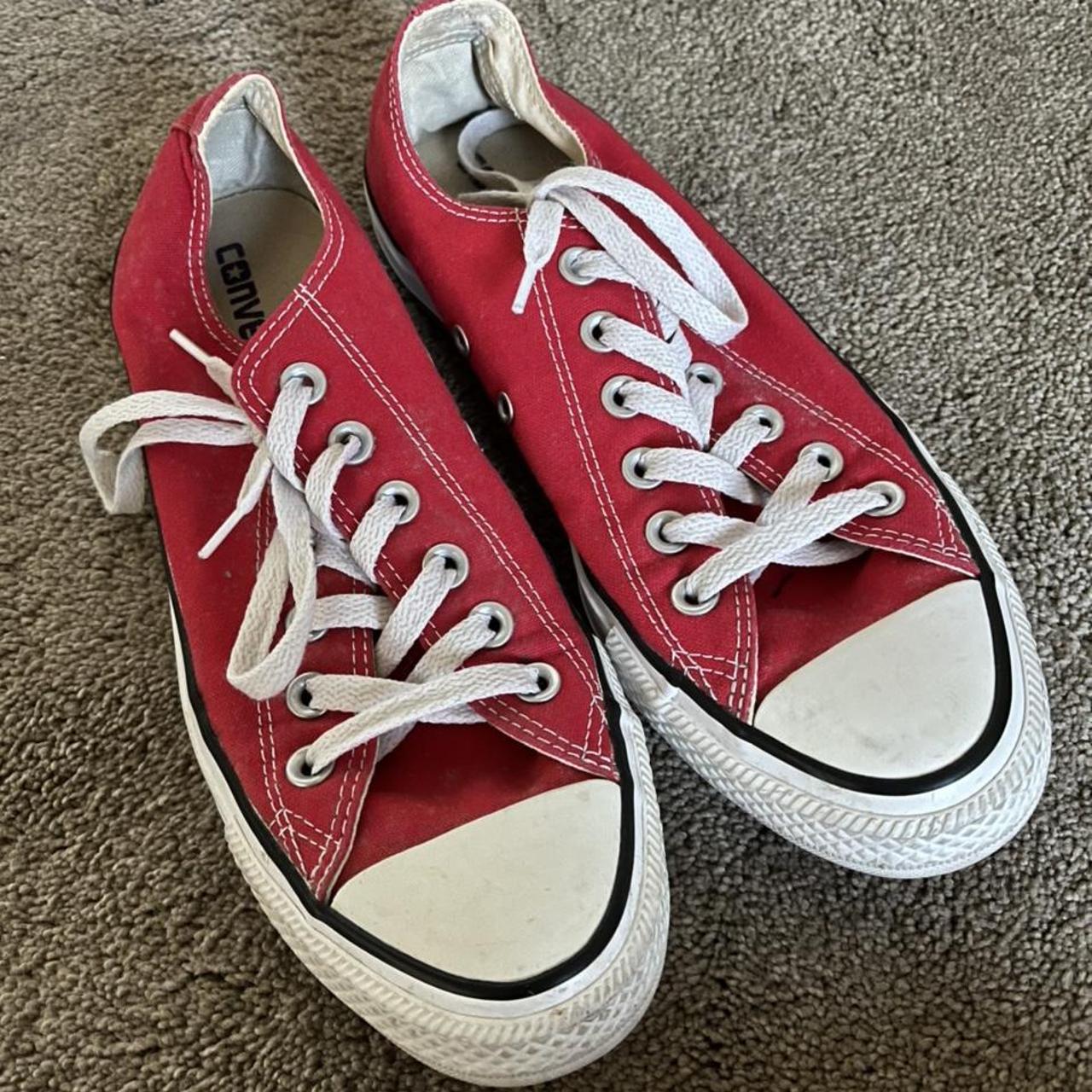 red converse! womens size 8, mens 6. only selling as... - Depop