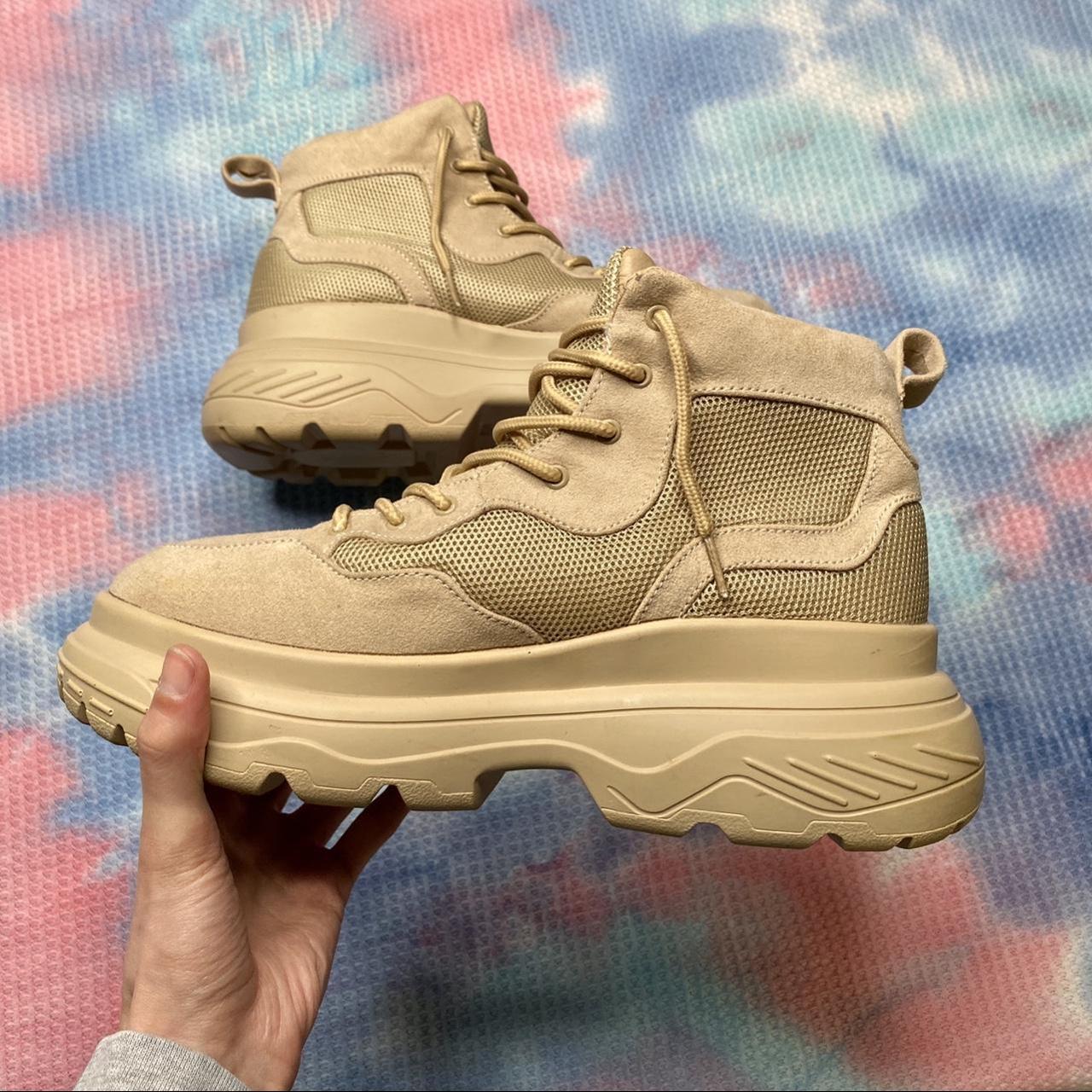 Dune Women's Tan and Cream Boots Depop