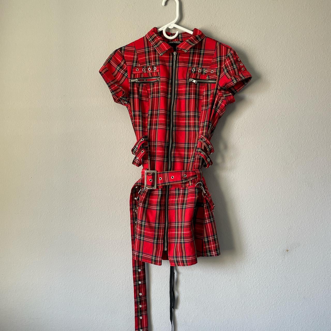 Red Tartan Emo Punk Dress in Red Tartan - Hearts & Roses London