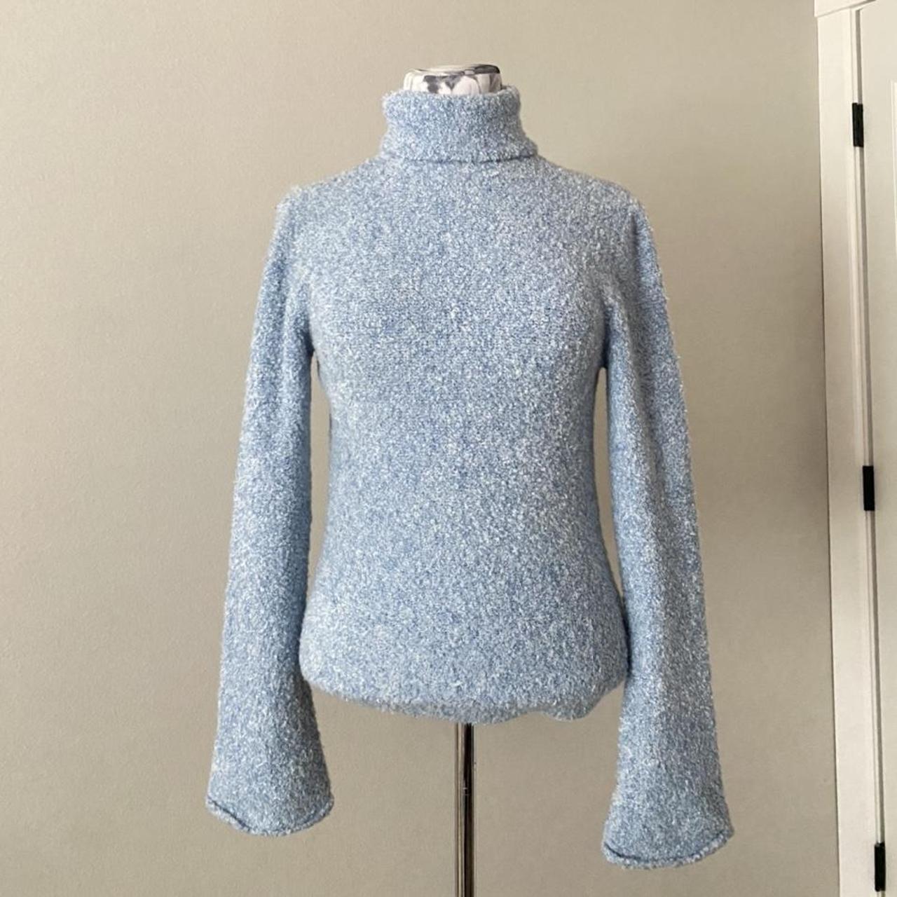 light blue MODA International sweater turtleneck,... - Depop