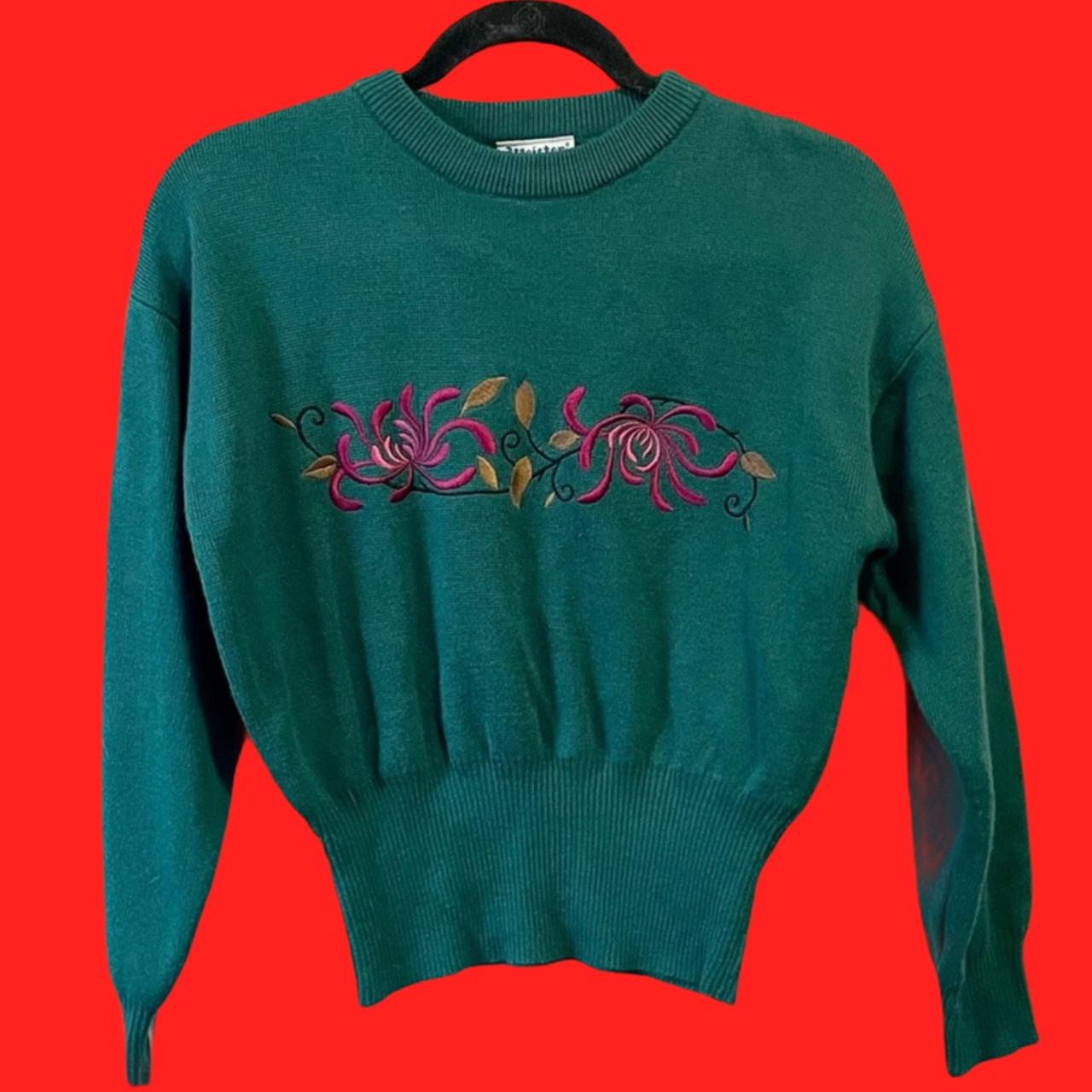 Product Image 1 - Vintage Embroidered Flower Tapered Sweater,