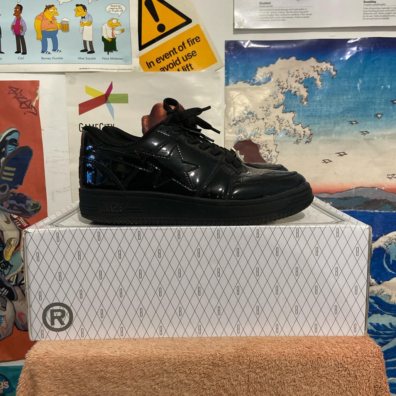 🖤Black New Era Patent Bapesta🪞 Condition 8/10 Send... - Depop