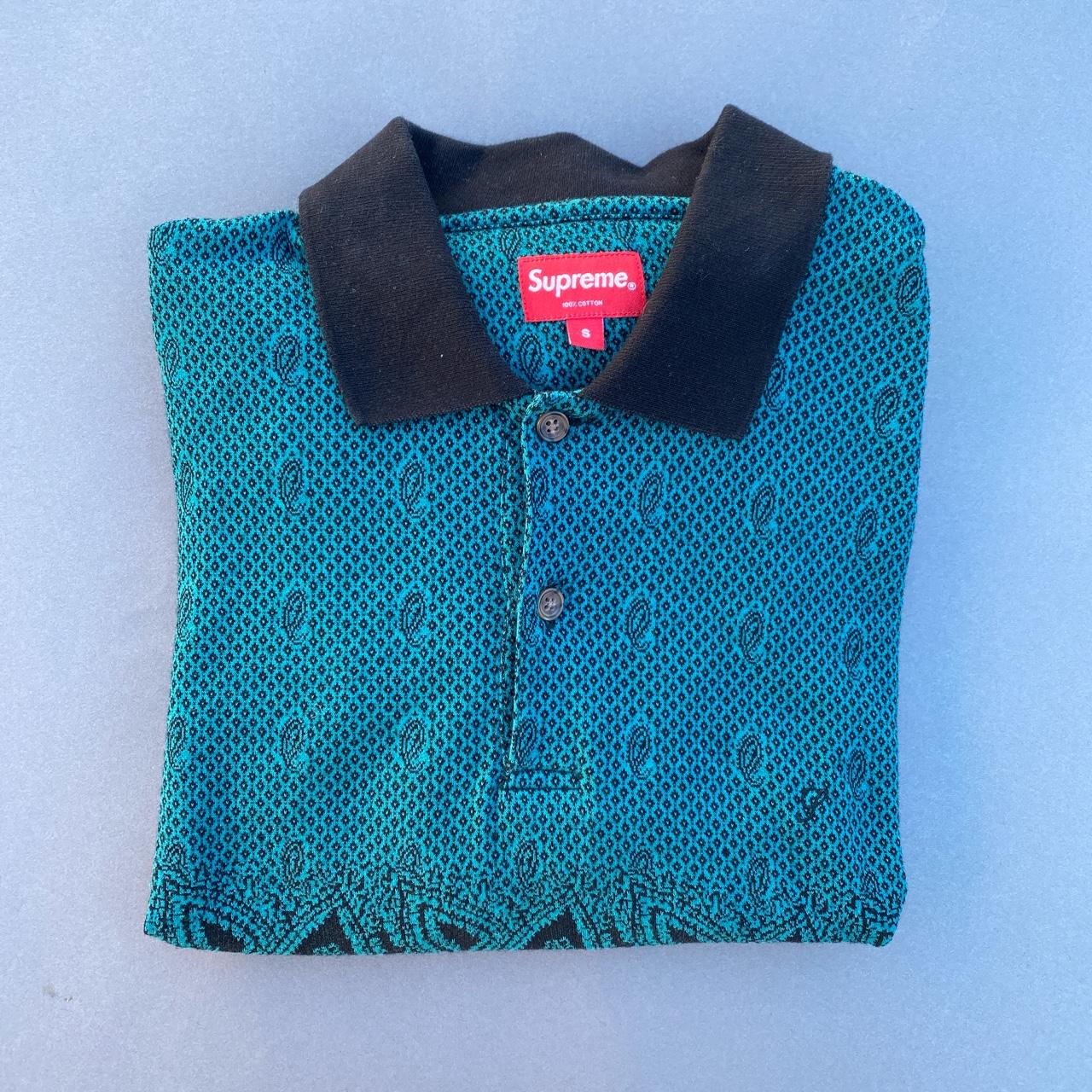 Supreme paisley print polo 👕 Tealish green 100%... - Depop