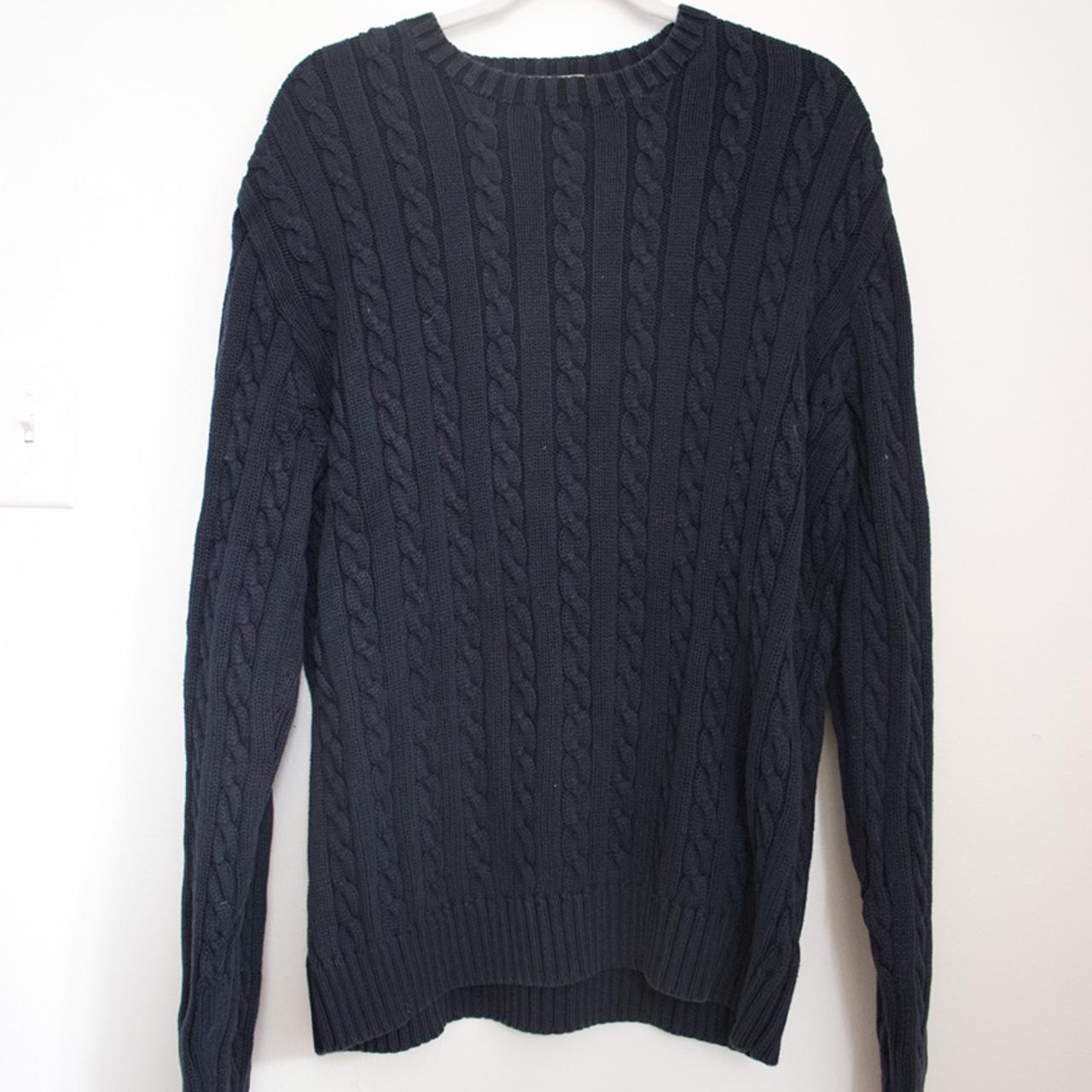 J. Crew 100% cotton cable knit sweater in navy blue | Depop J. Crew 100% cotton cable knit sweater in navy blue | Depop