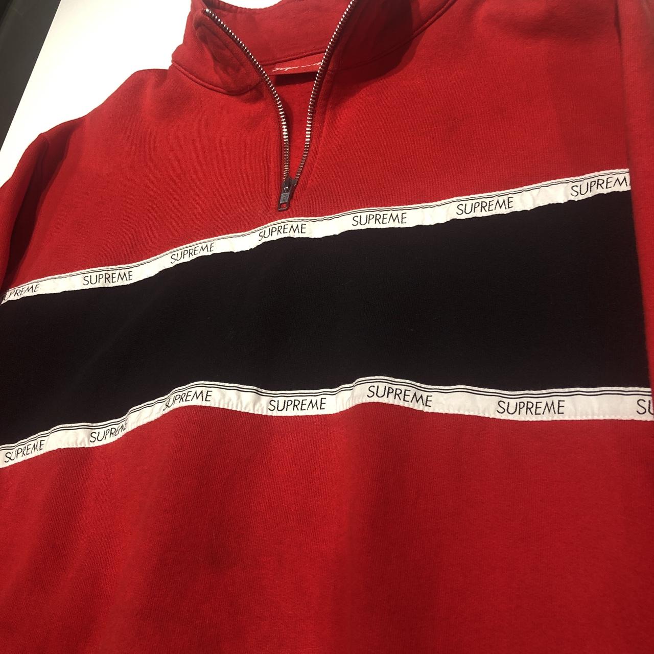 Supreme SS17 logo tape stripe half zip sweatshirt....