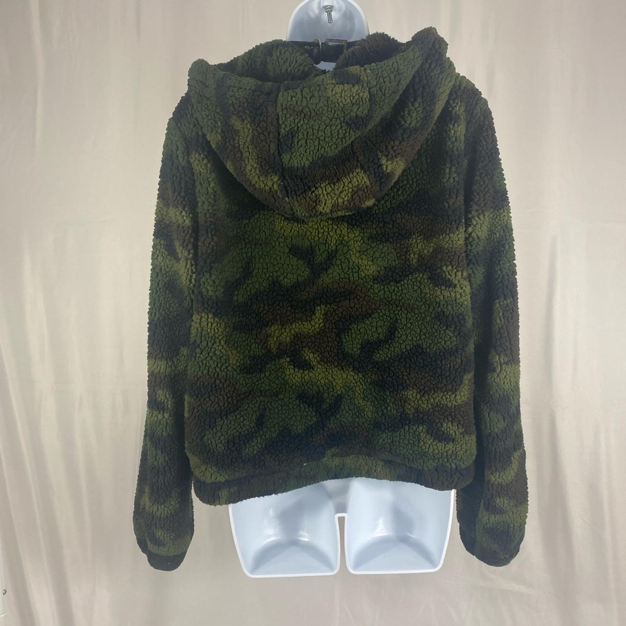Camouflage Hooded Sherpa Coat - Depop