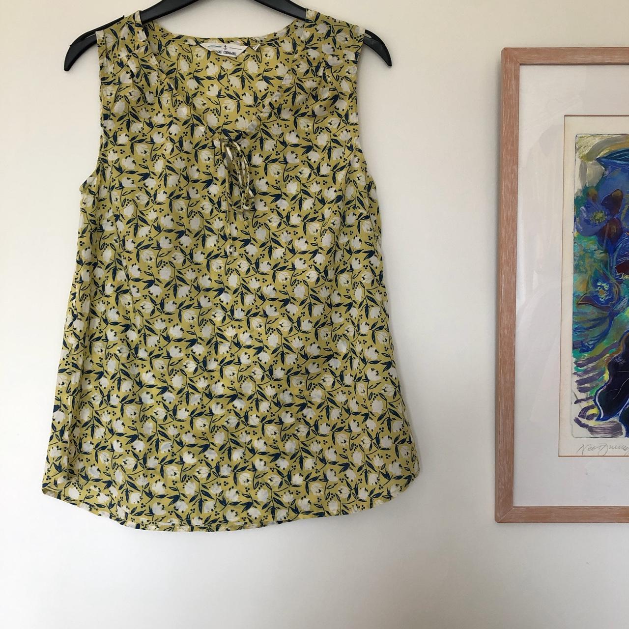 Sea salt cornwall floral print blouse top with tie depop