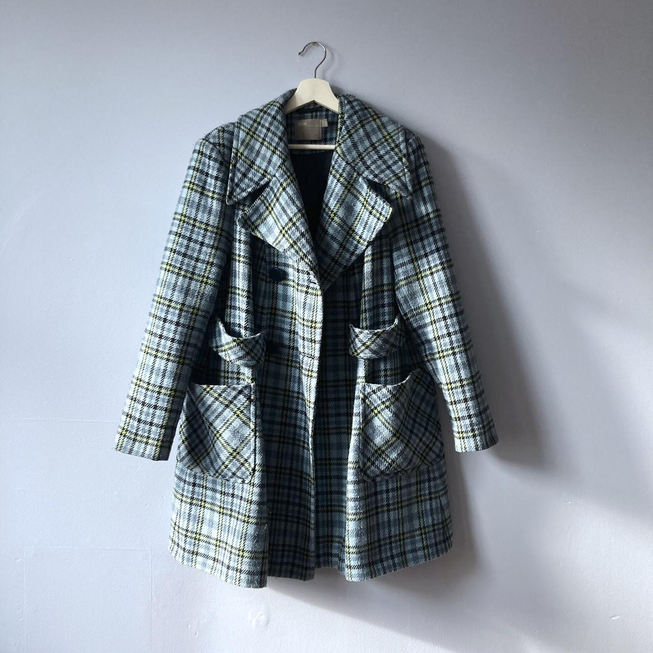 ASOS // BLUE TARTAN COAT Size: UK18 Asos Coat Blue... - Depop