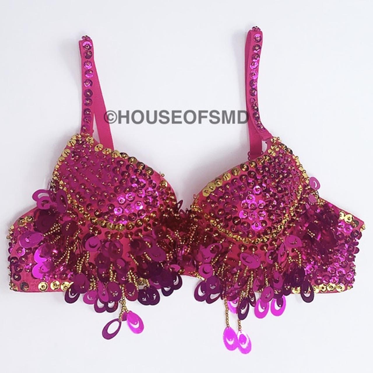 “THE DUBAI BRA” pink and gold sequence bra 