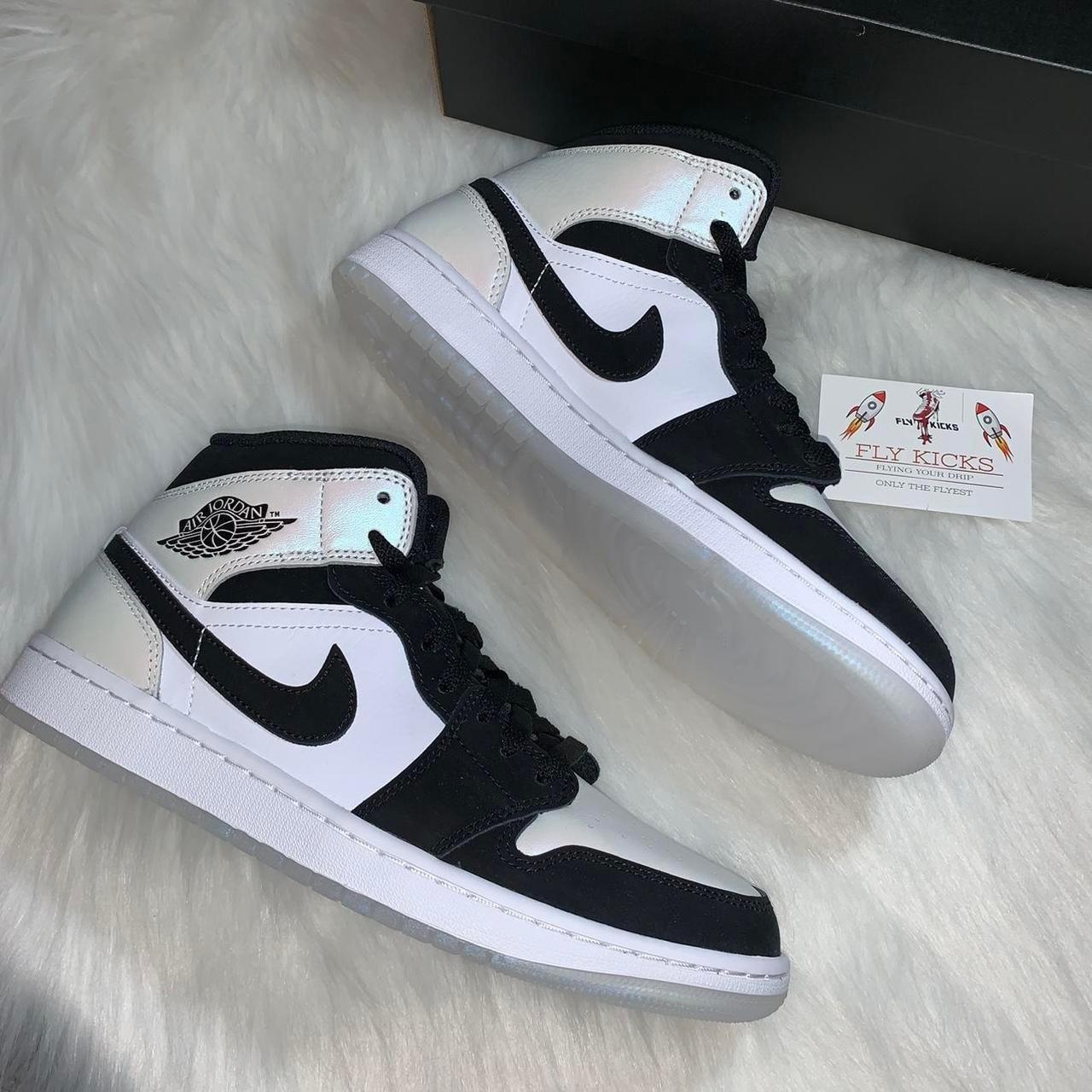 NIKE JORDAN 1 MID SE - DIAMOND💎♠️ BLACK & WHITE🏳️ UK... - Depop