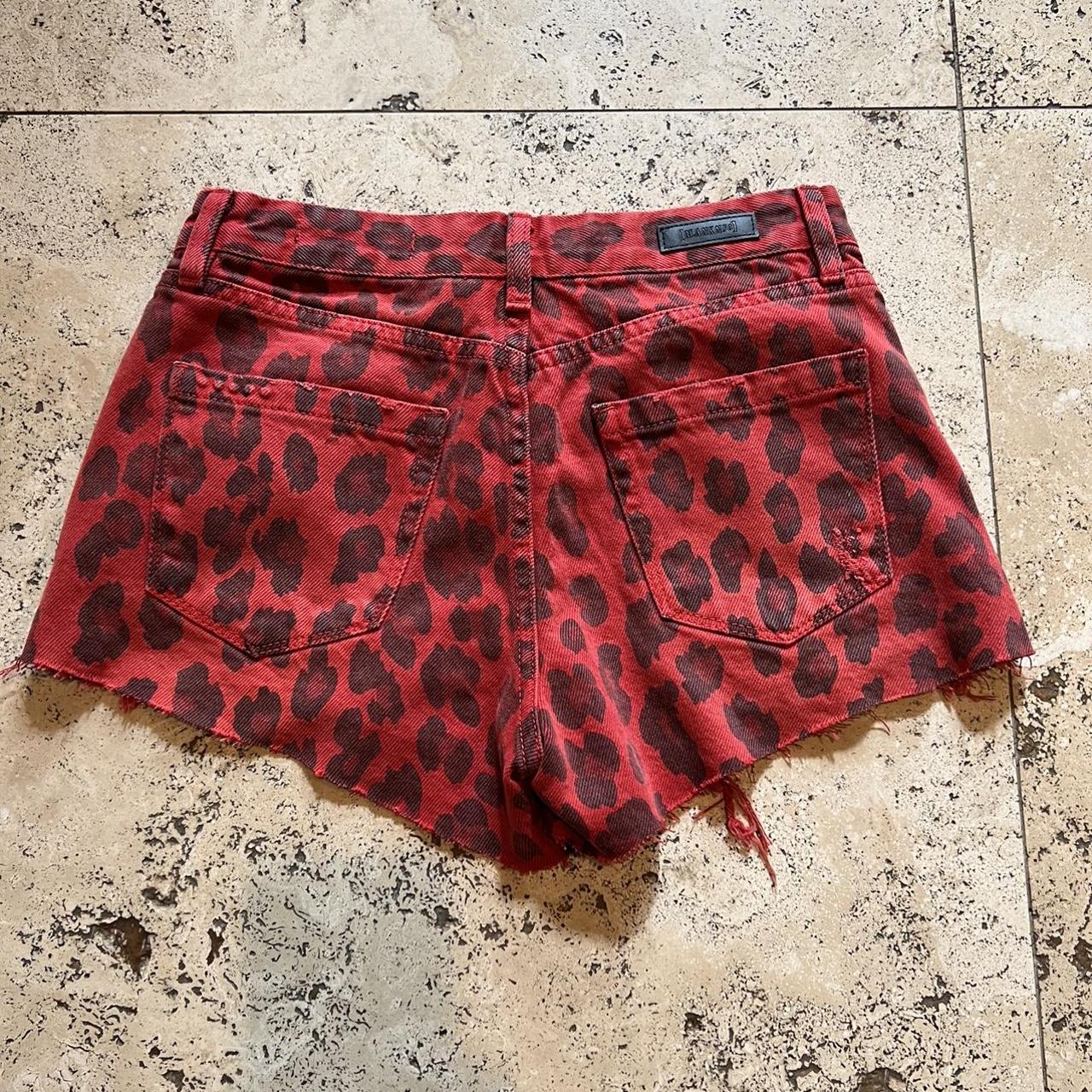 Blank NYC red leopard 5pocket denim shorts, raw... Depop