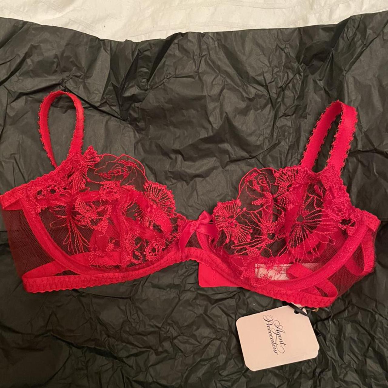 Thrift store on Instagram: Blood red bra set 32B 2400