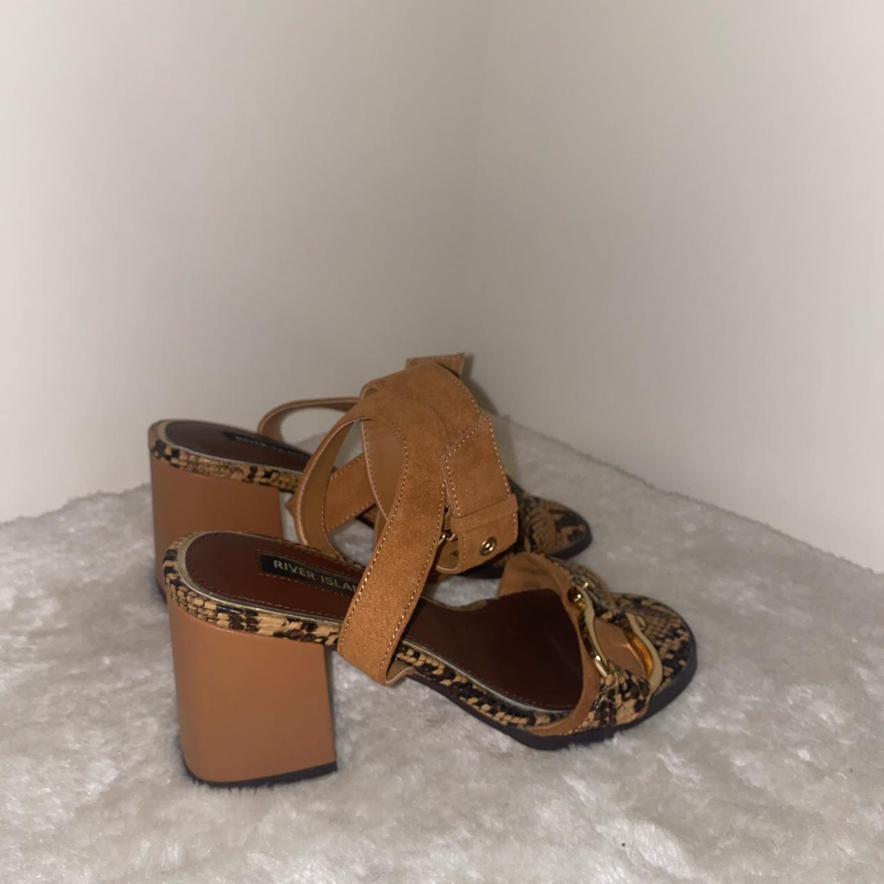 River island snakeskin print block heel - size 4... - Depop