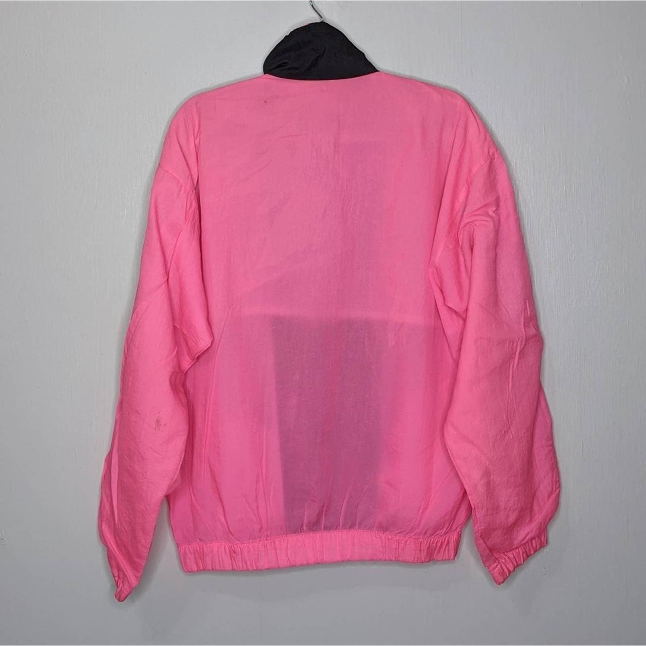 Vtg Neon Windbreaker Zip Black Pink M/L Vintage... - Depop