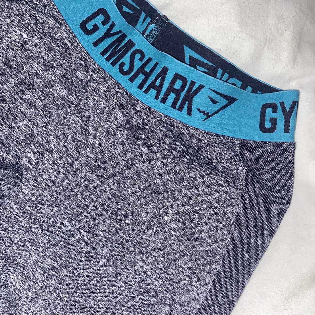 Size small grey and turquoise gym shark - Depop