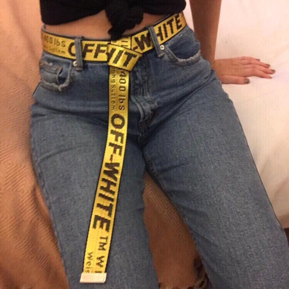 Off white belt around cheap leg