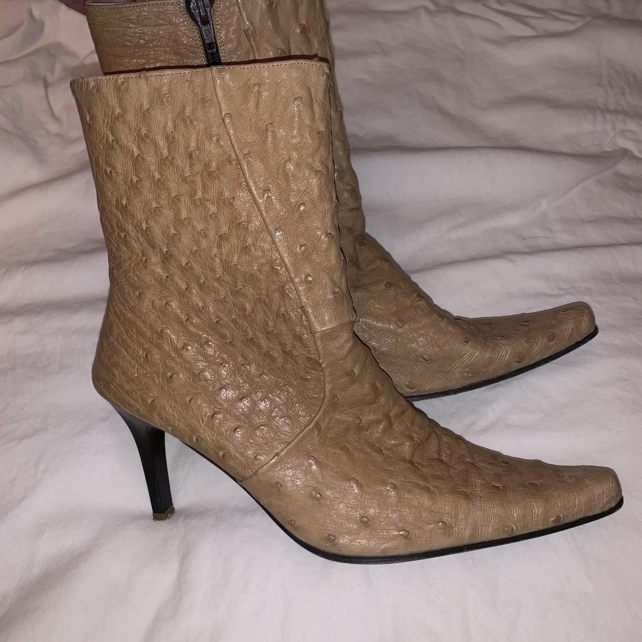 Worn once stiletto cowgirl boot made of leather and... - Depop