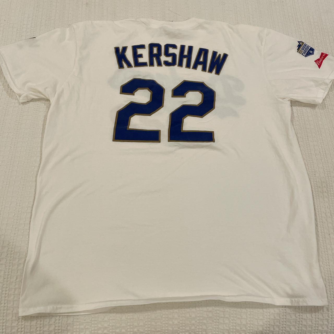 Blue LA Dodgers Button Up Jersey Kershaw-22 Size- - Depop