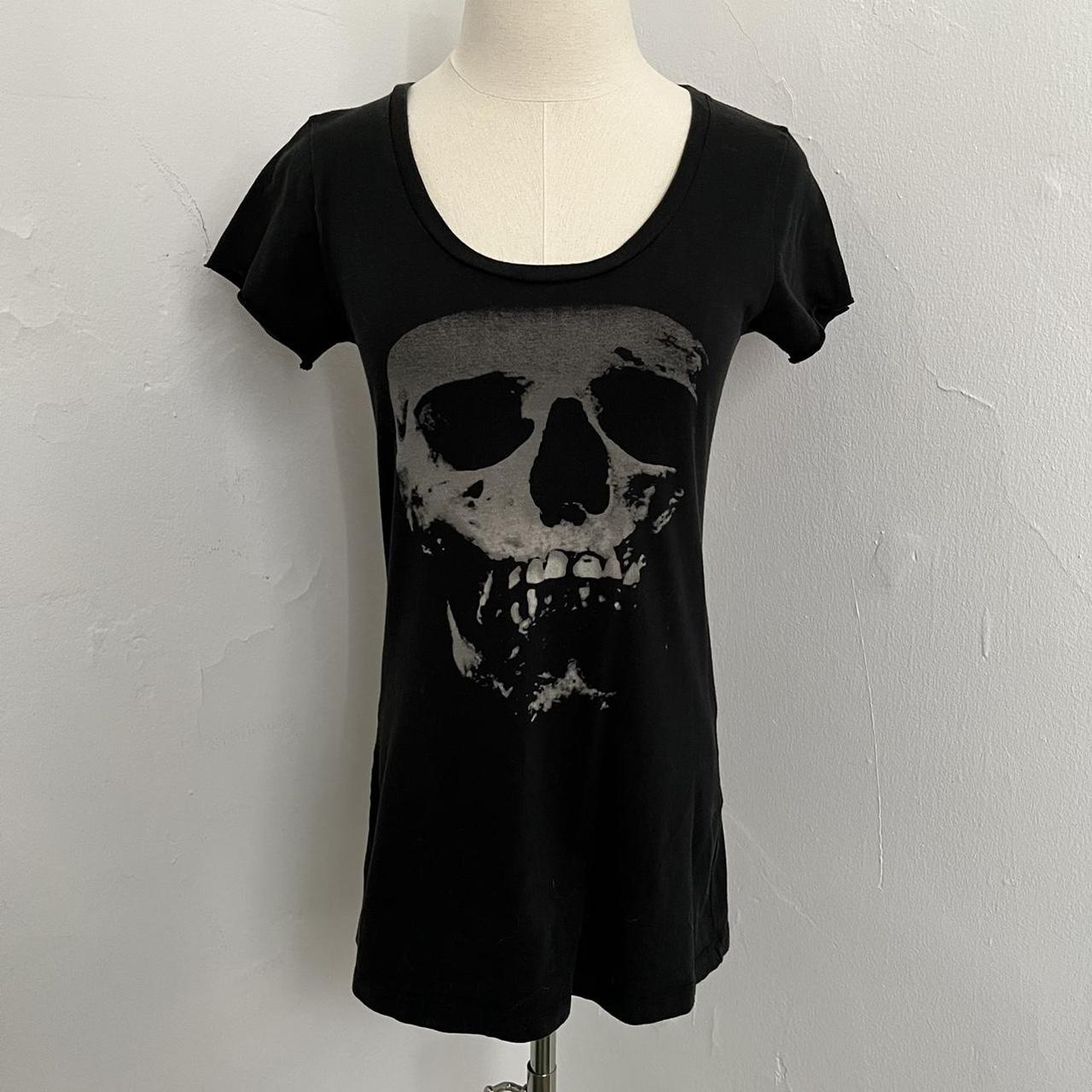 Hysteric Glamour skull strawberry black shirt raw... - Depop