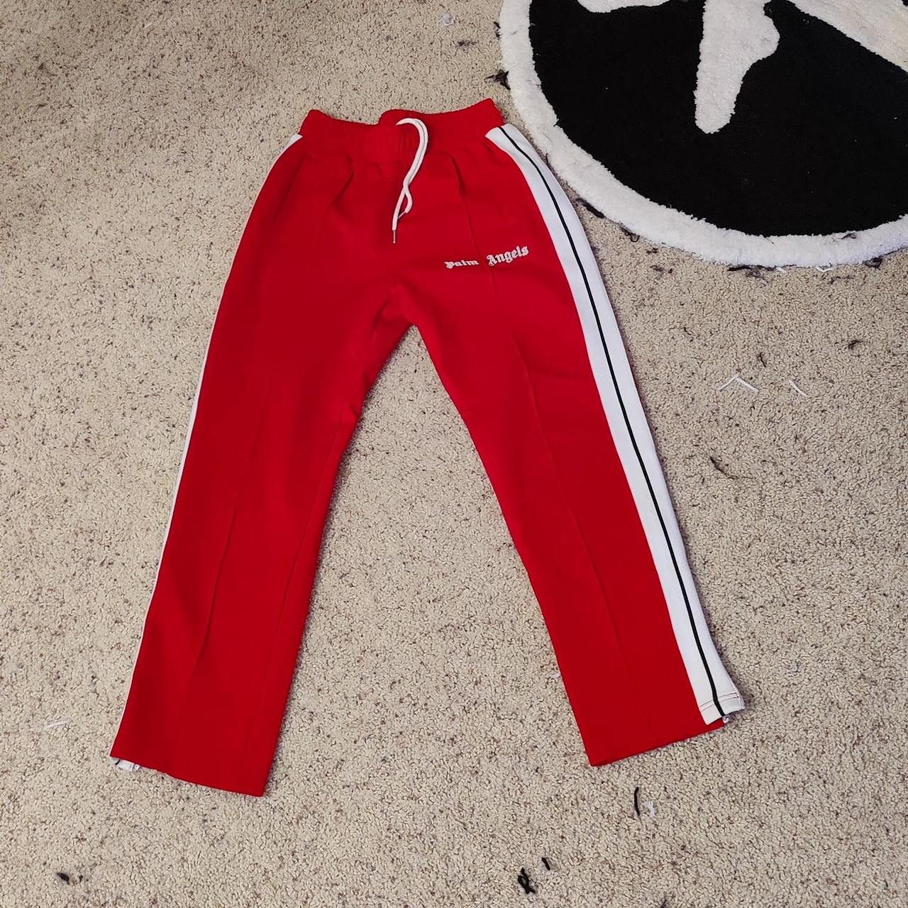 Palm Angels Men's White and Red Joggers-tracksuits | Depop