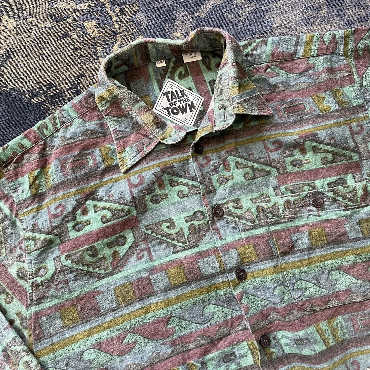 Vintage wavey Aztec Shirt. Size 43 (fits M) (see... - Depop