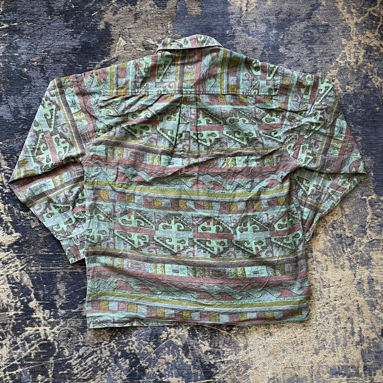 Vintage wavey Aztec Shirt. Size 43 (fits M) (see... - Depop