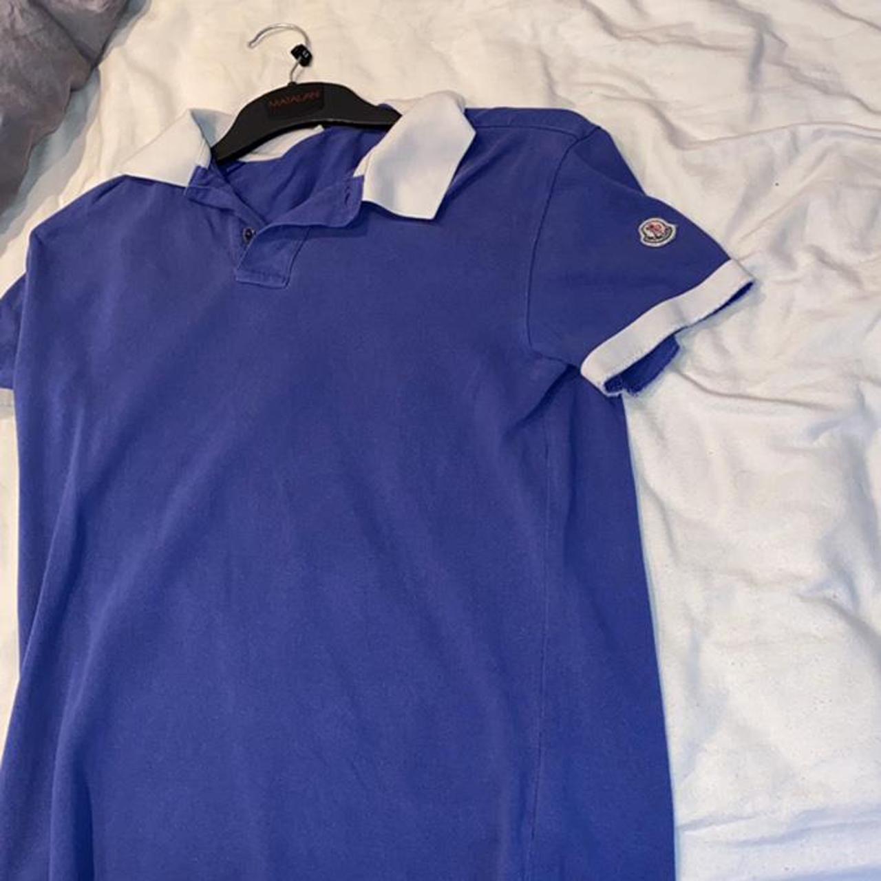 Royal blue moncler polo slim fit small good. Depop