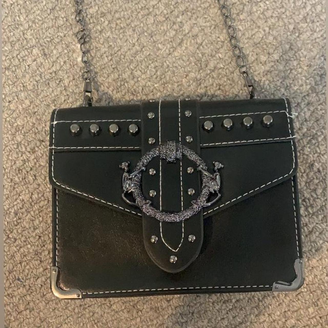 gothic shoulder bag >metal detailing, chain... - Depop