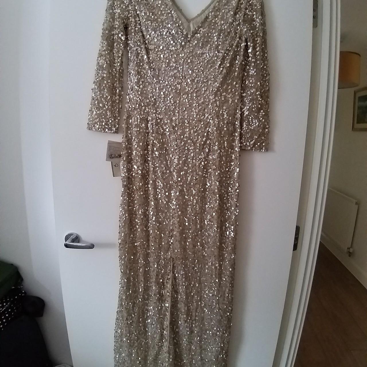 Elegant gold sequined evening gown. Brand new with... - Depop