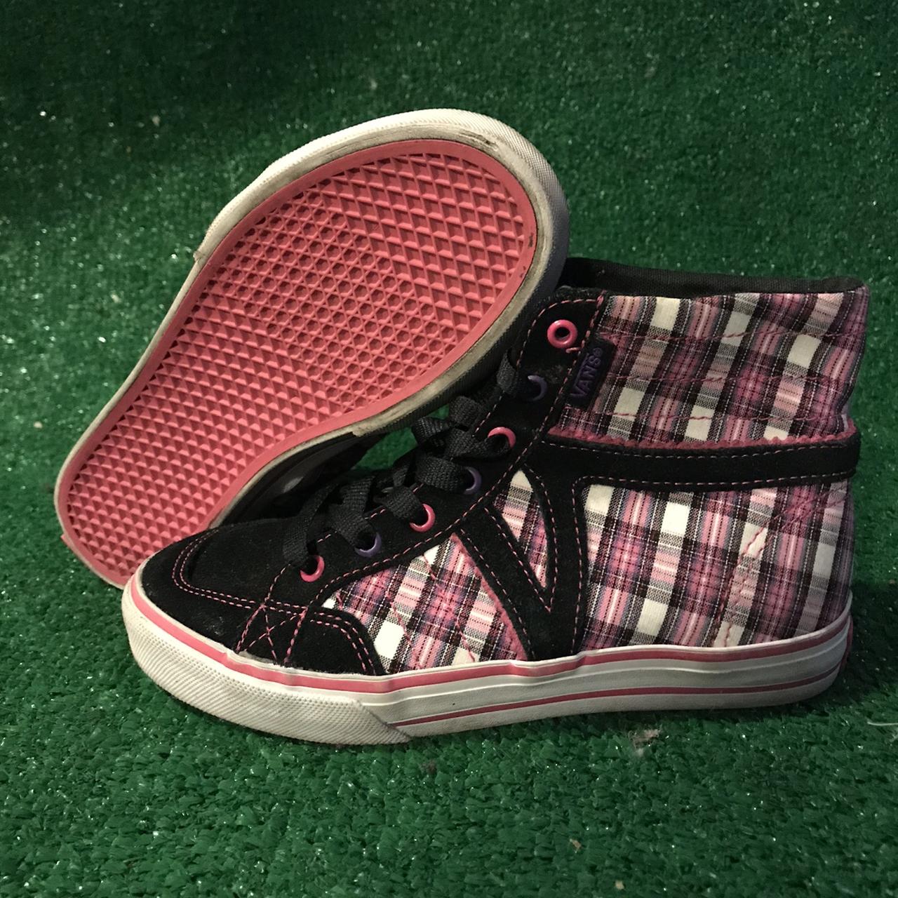 pink plaid vans