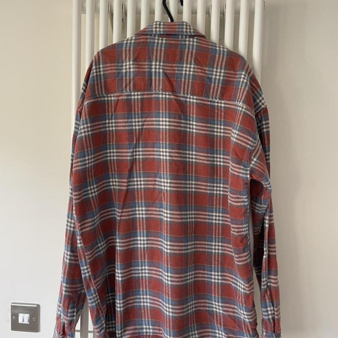 Zara chequered overshirt / wool shirt red blue size... - Depop