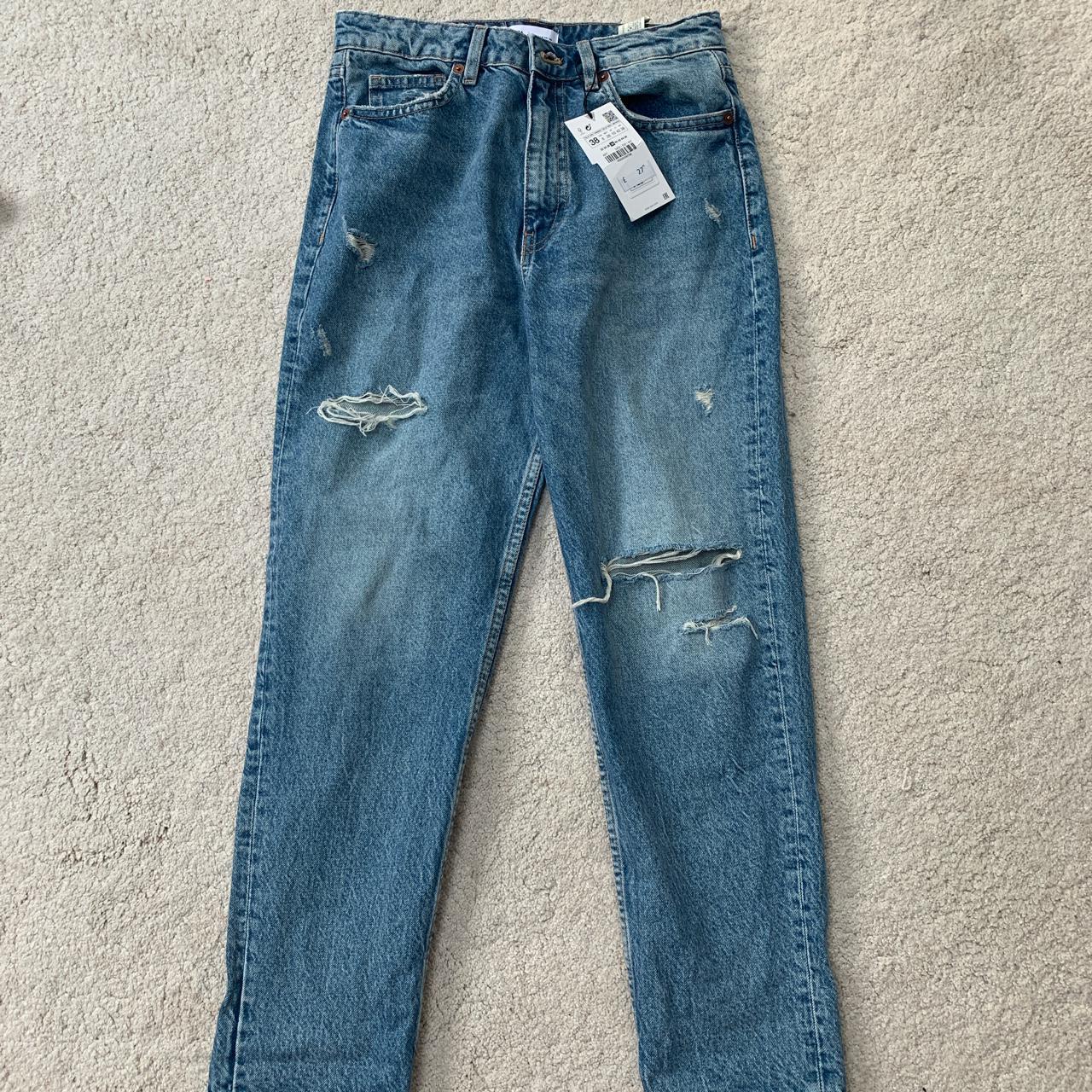 Ripped Jeans Zara Blue Mom Jeans Ripped Jeans Pantalon Jean Mom
