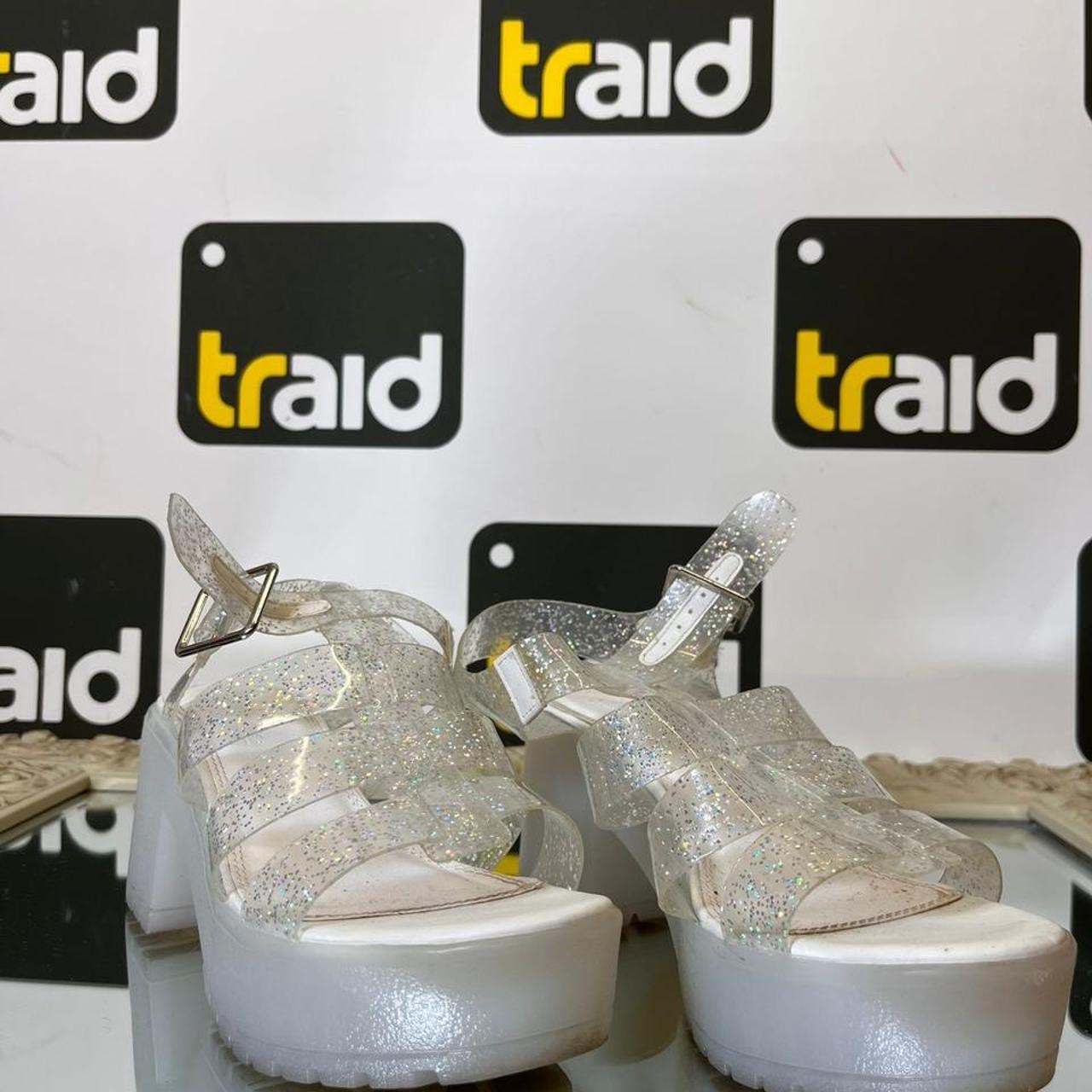 ASOS women's white platformed open toed high heels.... Depop