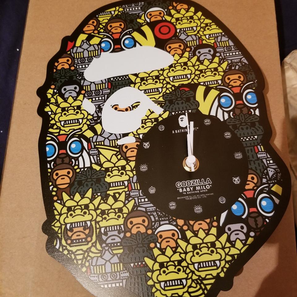 Bape X Godzilla Baby Milo Clock Authentic Perfect - Depop