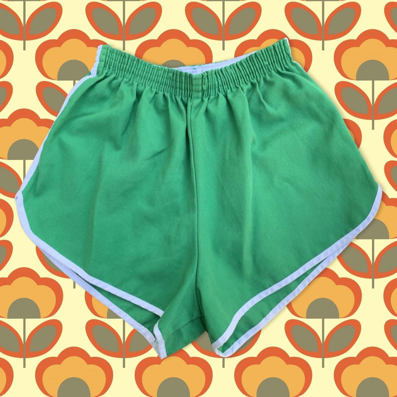 Kelly Green Retro Running Shorts with Gold Trim Small 