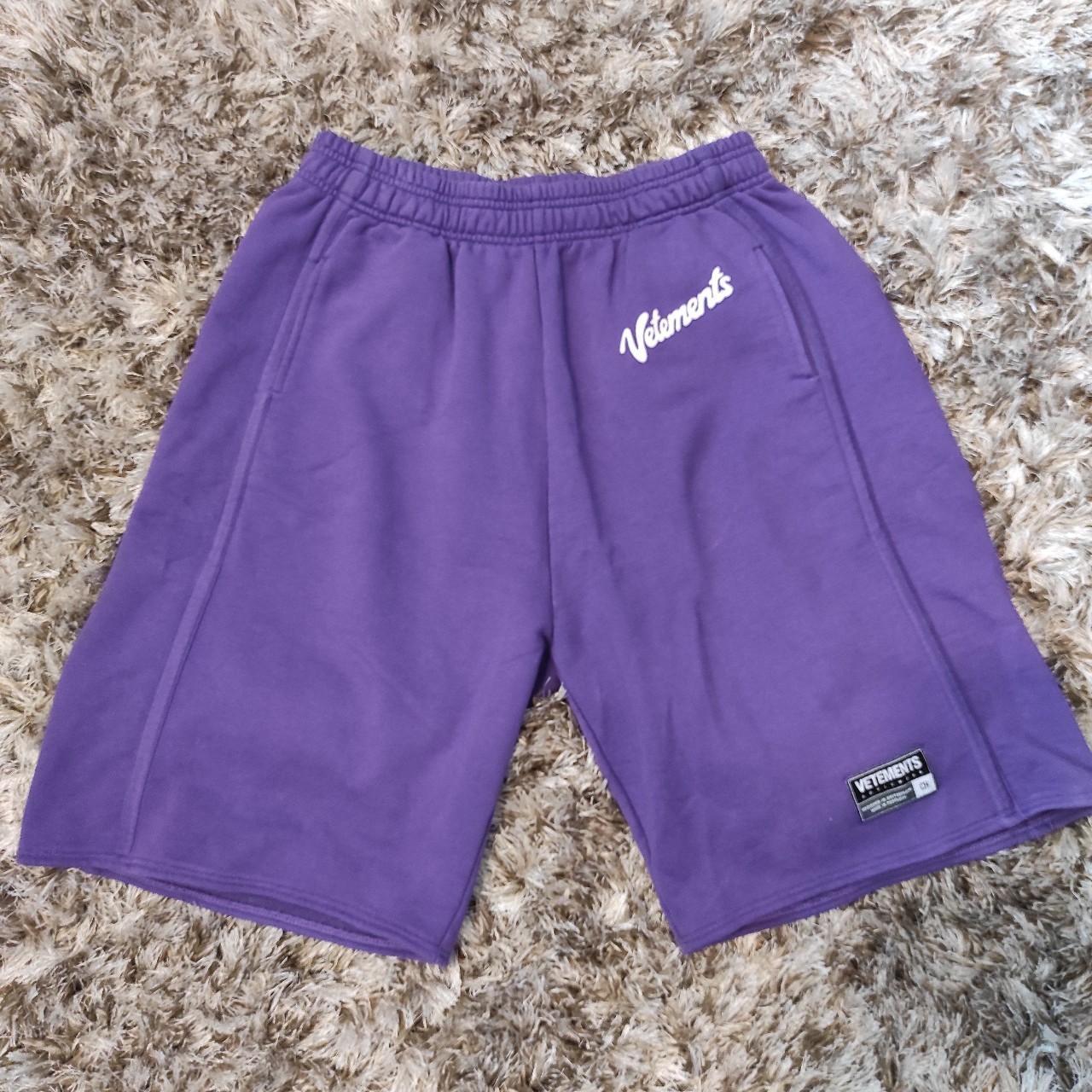 VETEMENTS MILKA LOGO GRAPHIC SHORTS SS20... - Depop