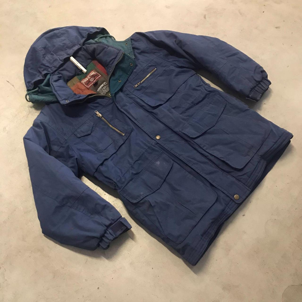 Vintage Pacific Trail Blue Parka Flannel Lined... - Depop