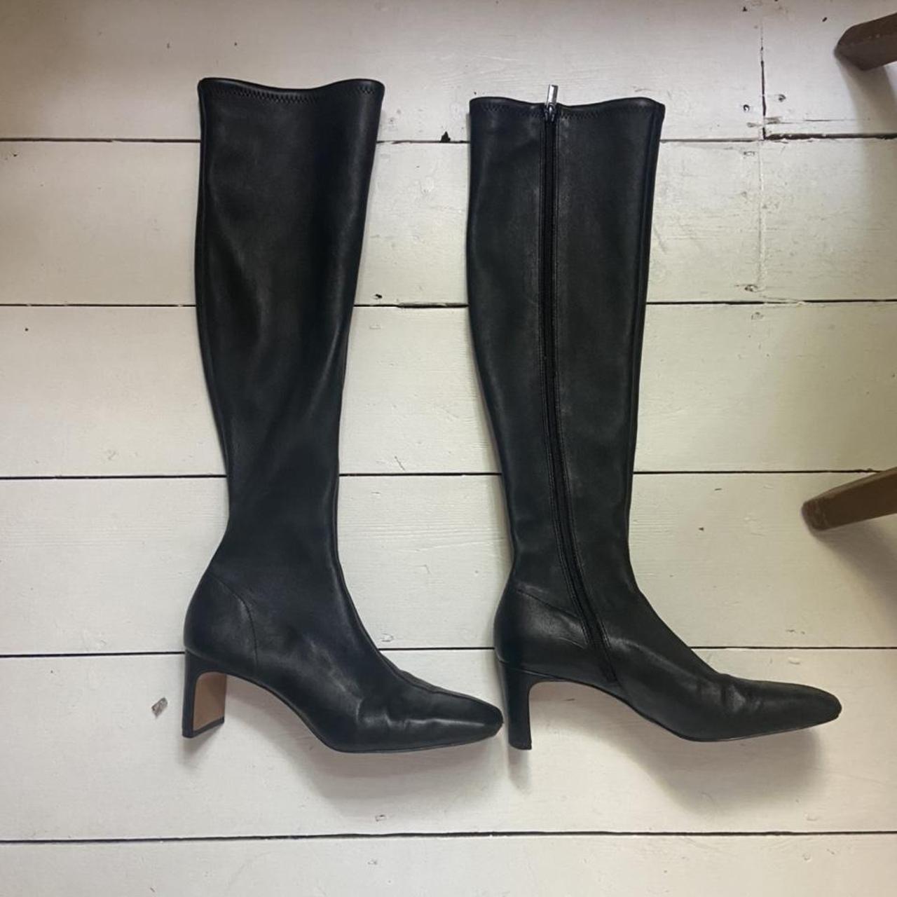 Heeled knee high boots with a fitted feel from... - Depop