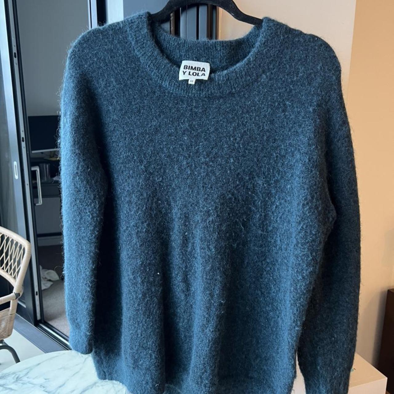 Bimba y Lola teal mohair/wool blend sweater - size... - Depop