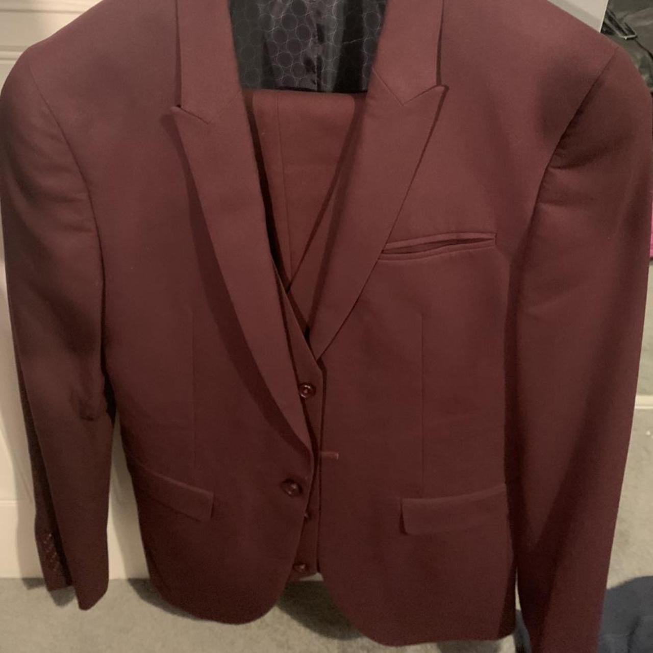 Super skinny hot sale burgundy suit