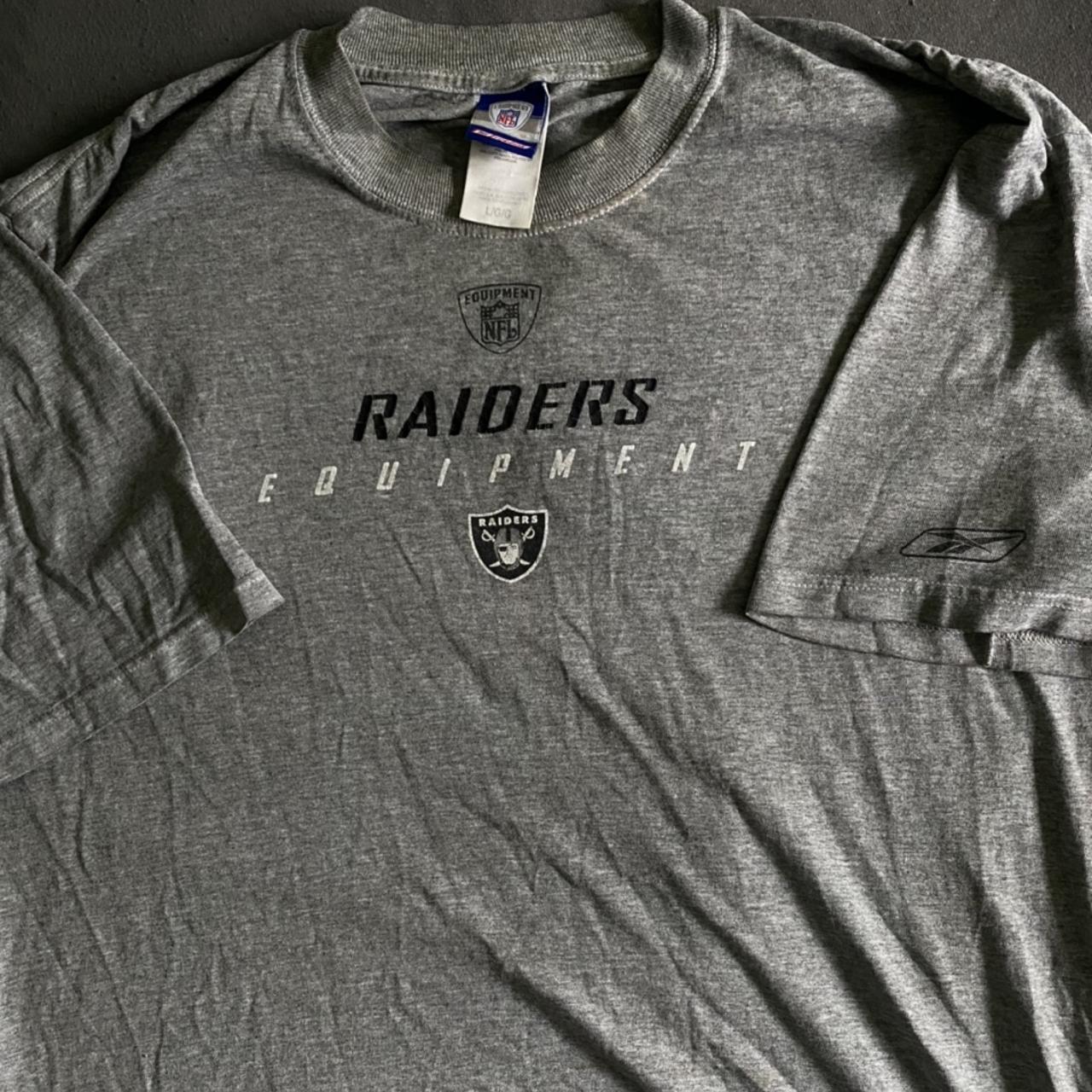 grey vintage reebok nfl raiders equipment t shirt... - Depop