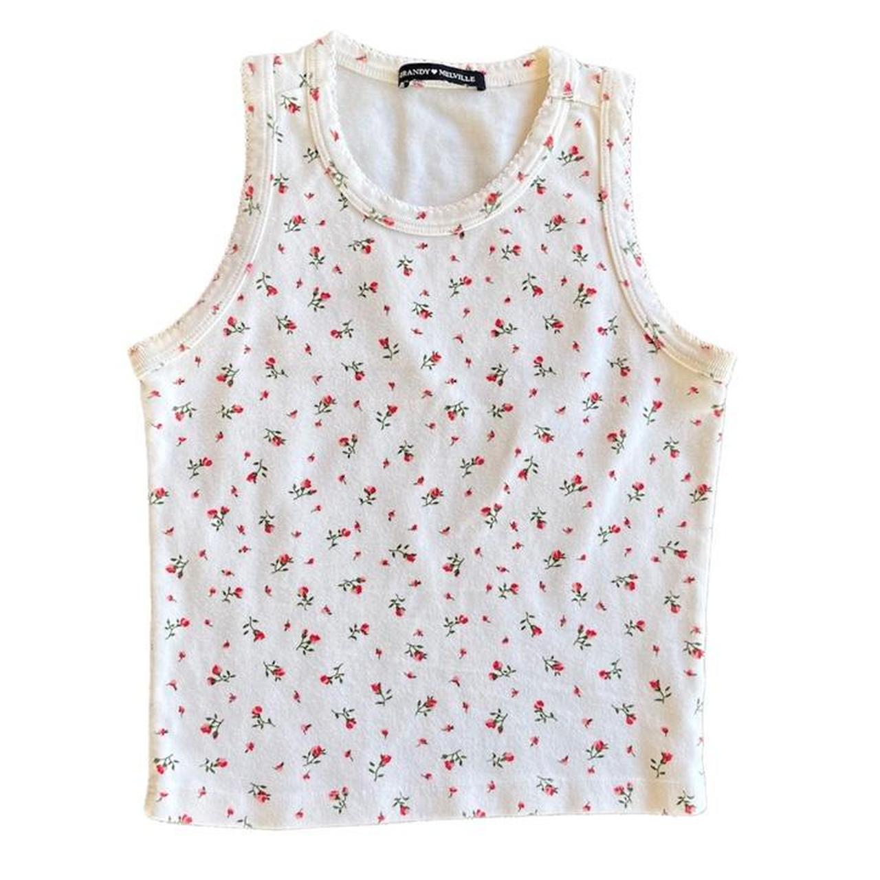 Brandy Melville floral tank cropped red floral... Depop