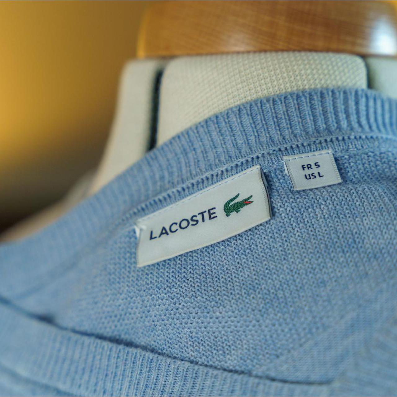 Lacoste Mens jumper. Light blue in colour with... - Depop
