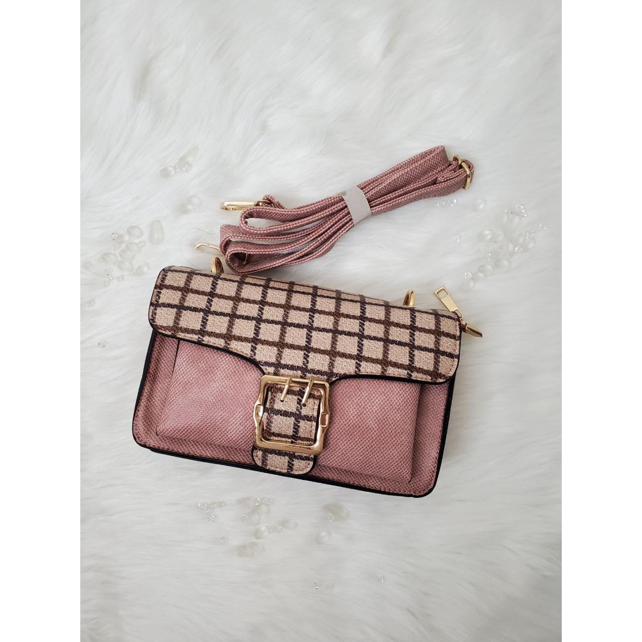 KARIA pink crossbody bag tattersall popular pattern