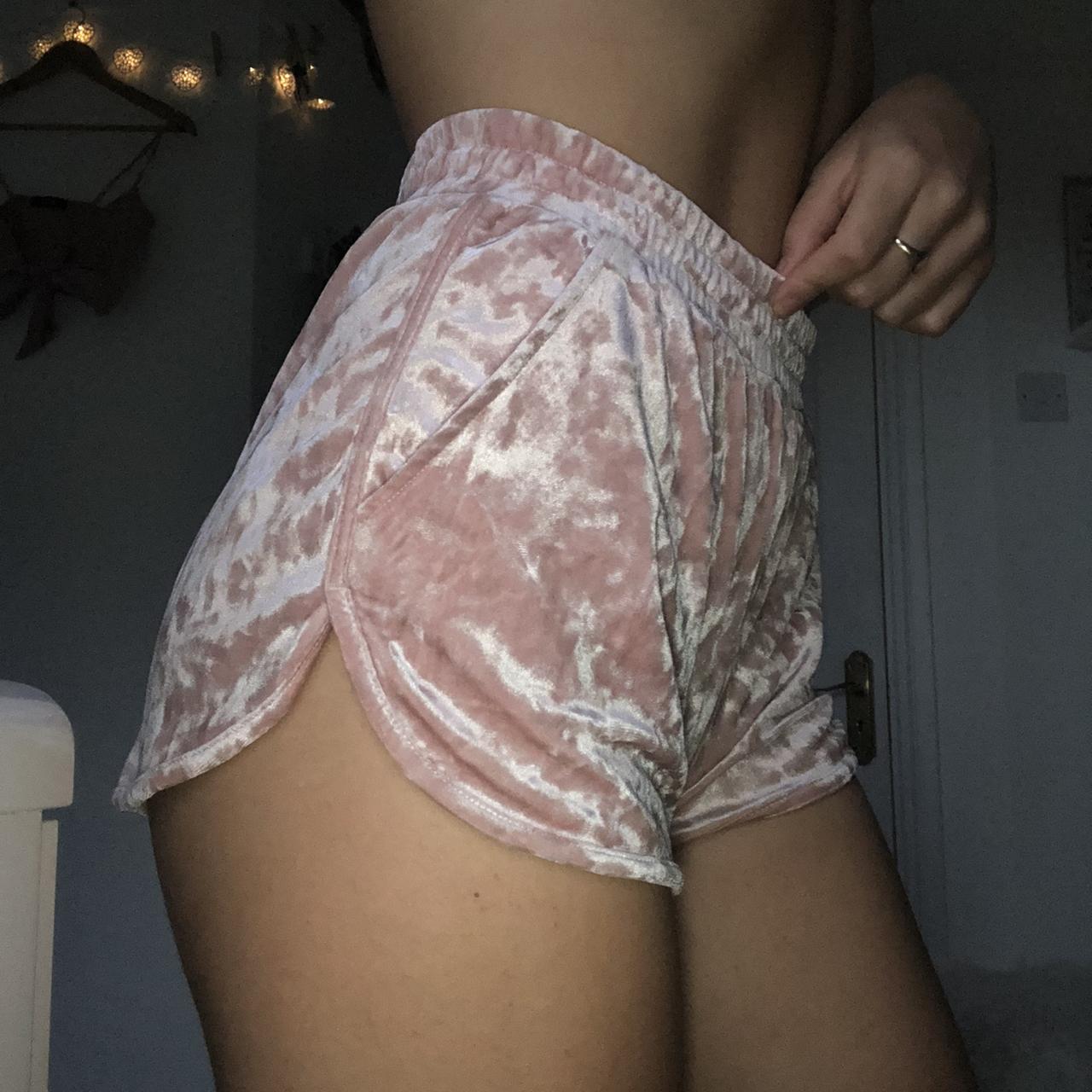 Baby pink hot sale velvet shorts